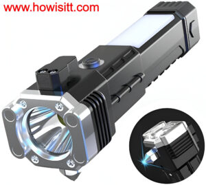 Torch Light,LED 3W Torch Light Rechargeable Torch Flashlight,Long Distance Beam Range Car Rescue Torch with Hammer Window Glass and Seat Belt Cutter Built Portable Rechargeable Torch (Buy Torch Light Online)