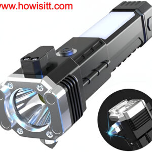 Torch Light,LED 3W Torch Light Rechargeable Torch Flashlight,Long Distance Beam Range Car Rescue Torch with Hammer Window Glass and Seat Belt Cutter Built Portable Rechargeable Torch (Buy Torch Light Online)